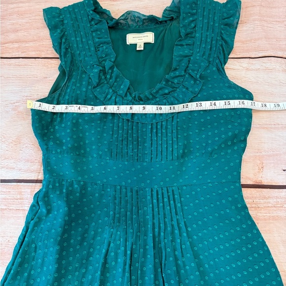 MOULINETTE SOEURS‎ ANTHROPOLOGIE Dress Ruffled Teal Eyelet Womens 6 Cotton Silk - Picture 4 of 9